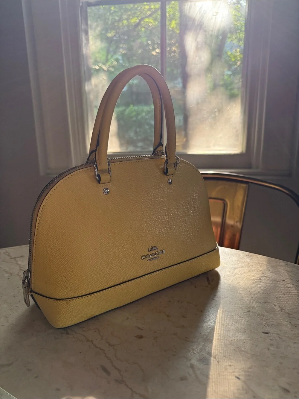 Coach Yellow Dome Satchel with Dual Top Handles